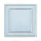 The Edge Collection 7.75" Transparent Blue with Gold Rim Square Plastic Plates