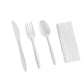 White Medium Weight Wrapped Polypropylene Plastic Cutlery Pack with Napkin