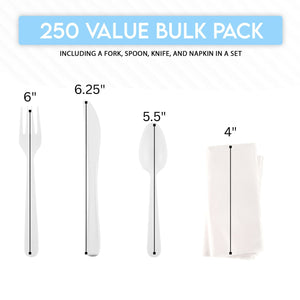 White Medium Weight Wrapped Polypropylene Plastic Cutlery Pack with Napkin