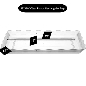 12" x 18" Clear Plastic Rectangular Serving Tray – Sleek, Durable, Disposable