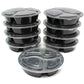 *WHOLESALE* - Disposable - 48Oz - Triple Compartment - Microwavable Containers w/ clear lids | 150 ct.