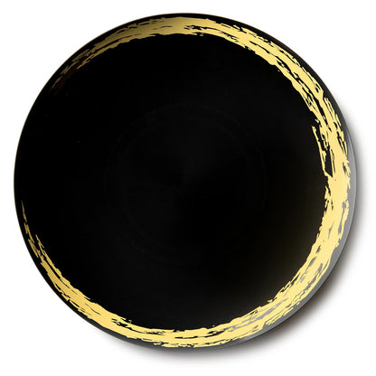 Whisk Collection 10.25" Black & Gold Plastic Dinner Plates