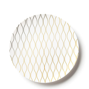 Whisk Collection 7.5" White & Gold Plastic Appetizer/Dessert Plates Tablesettings Decorline 10 Pieces