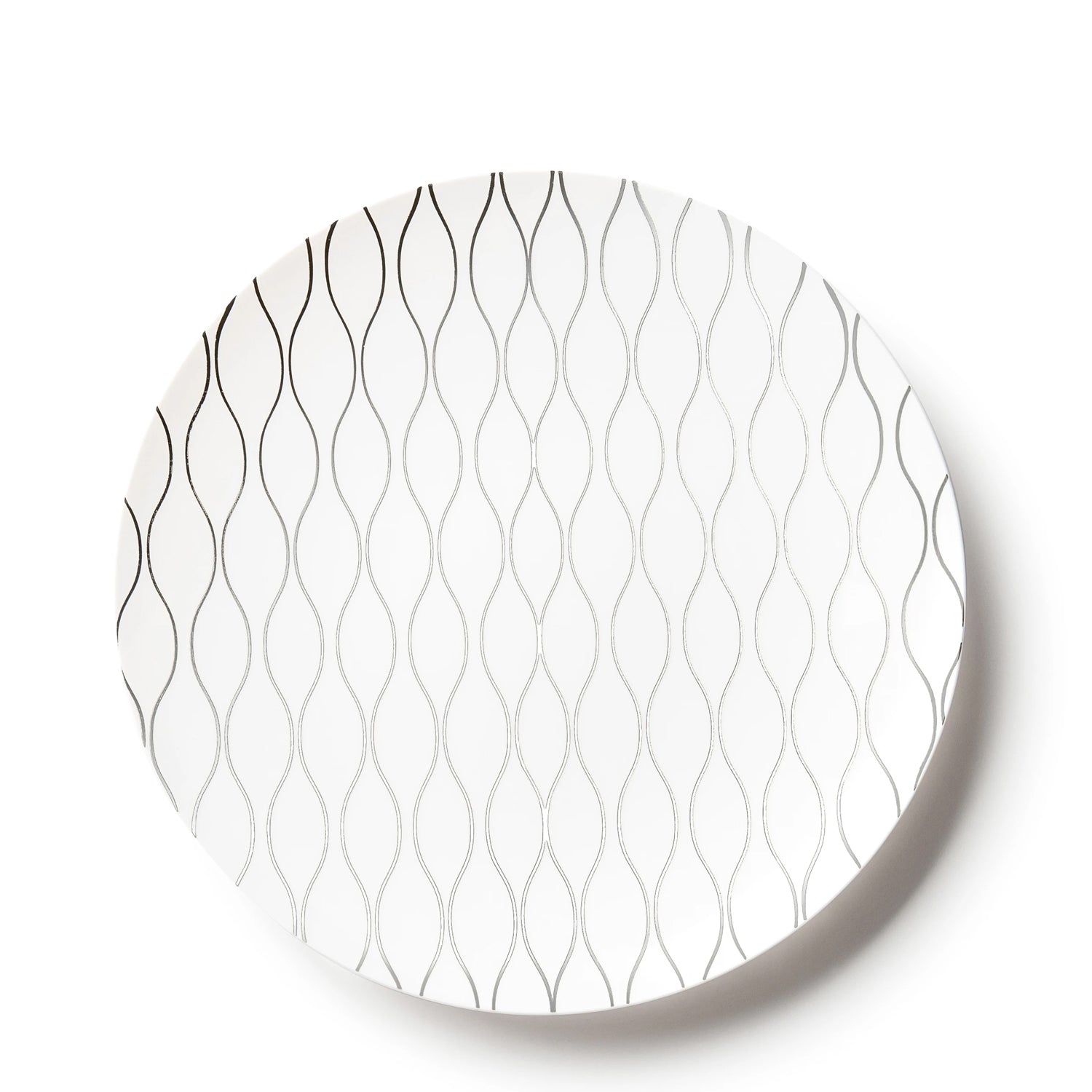 Whisk Collection 7.5" White & Silver Plastic Appetizer/Dessert Plates Tablesettings Decorline 10 Pieces