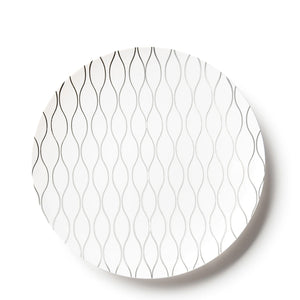 Whisk Collection 7.5" White & Silver Plastic Appetizer/Dessert Plates Tablesettings Decorline 10 Pieces