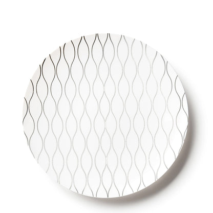 Whisk Collection 7.5" White & Silver Plastic Appetizer/Dessert Plates Tablesettings Decorline 10 Pieces