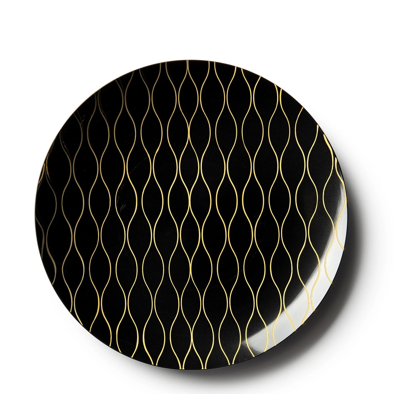 Whisk Collection 7.5" Black & Gold Plastic Appetizer/Dessert Plates Tablesettings Decorline 10 Pieces