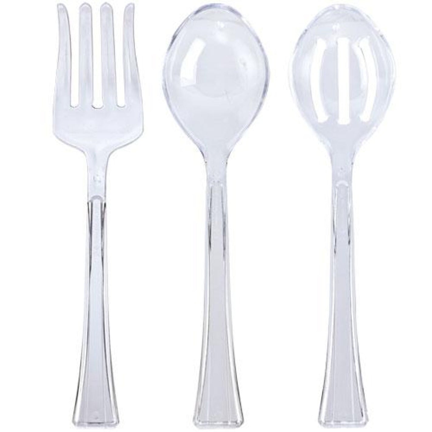 Clear Heavyweight Plastic Salad Utensils Serving Set