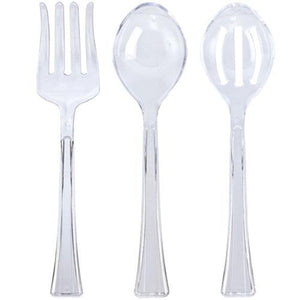 Clear Heavyweight Plastic Salad Utensils Serving Set