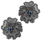 SALE Buttercup Silver Plated with Blue Crystal Napkin Rings Set of 4
