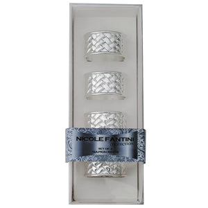 SALE Oval Braided Silver Plated Napkin Rings Set of 4