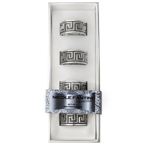 SALE Celtic Silver Plated Embossed Napkin Rings Set 4pc