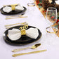 *BUY BULK* Organic Collection  Black & Gold Rim Disposable Plastic Dinner Tableware COMBO Set