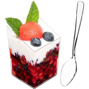 Clear Mini Plastic Square Tower 3.5 oz
