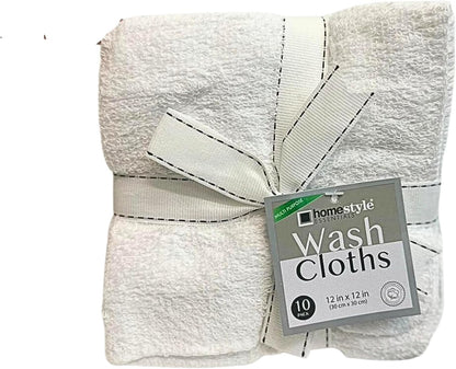 100% Cotton White Wash Cloths 11inx11in   | 8 Ct.