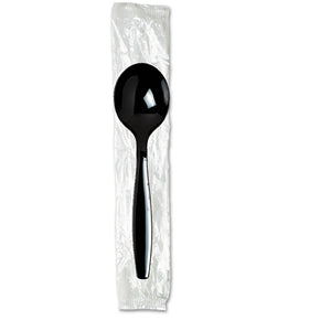 *WHOLESALE* Disposable - Individually Wrapped - Heavy Weight - Black Soup Spoon| 1000 ct.