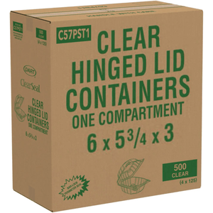 *WHOLESALE* DART Model # C57PST1| ClearSeal Hinged Lid Container | 500 ct/case