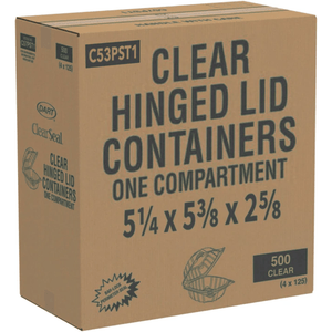*WHOLESALE* DART Model # C53PST1| ClearSeal Hinged Lid Container | 500 ct/case