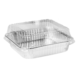 Disposable Aluminum 8" Square SHALLOW Cake Baking Pan WIth Dome Lids