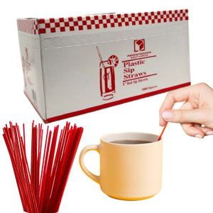 *WHOLESALE* 8" Disposable Red Plastic Heavy Duty Sip Stirrers - Coffee Stirrer Straws | 1000, ct.