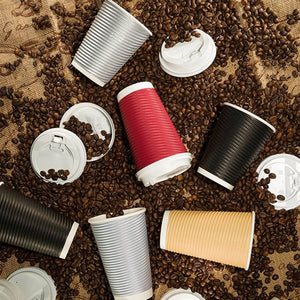 Paper Cup Ripple Hot Cold Silver with lid 16 oz