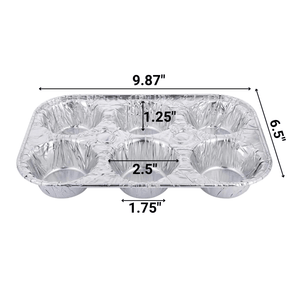 Disposable Aluminum Muffin Foil Pan 6 Cup Section