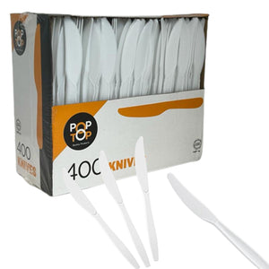 *BUY BULK* Plastic Cutlery, Knives Medium Weight Disposable White