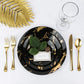 *BUY BULK* Gold Stroke Black s Disposable Plastic Dinner Tableware COMBO Set