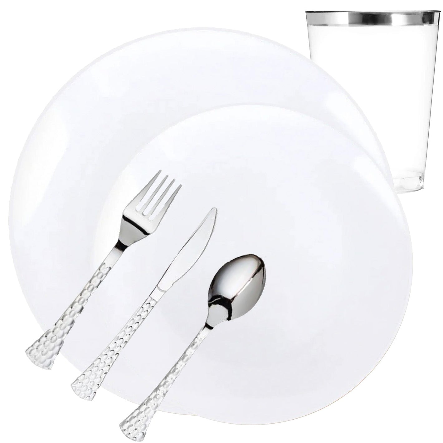 *BUY BULK* Organic Collection White Disposable Plastic Dinner Tableware COMBO Set Disposable Tableware Decorline 20 Guest Servings