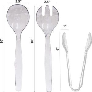 Plastic Serving Utensils, Heavy Duty Clear Disposable Utensils, Set of 3 Each in One, 9 Pieces