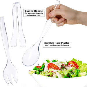 Plastic Serving Utensils, Heavy Duty Clear Disposable Utensils, 3 Each total 6pieces