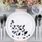 *BUY BULK* Garden Collection White and Black Round Disposable Plastic Dinner Tableware COMBO Set