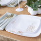 *BUY BULK* Gold Buds Collection White and Gold Square Dinner Tableware Package Set