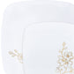*BUY BULK* Gold Buds Collection White and Gold Square Dinner Tableware Package Set