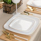 *BUY BULK* Orchid Collection White and Gold Rim Square Disposable Plastic Dinner Tableware COMBO Set