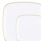 *BUY BULK* Orchid Collection White and Gold Rim Square Disposable Plastic Dinner Tableware COMBO Set