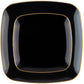*BUY BULK* Orchid Collection Black and Gold Rim Square Disposable Plastic Dinner Tableware COMBO Set