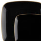 *BUY BULK* Orchid Collection Black and Gold Rim Square Disposable Plastic Dinner Tableware COMBO Set