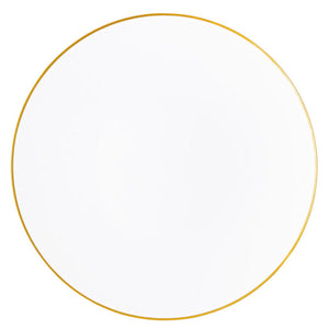 White / Gold Rim Hammered Plastic Charger