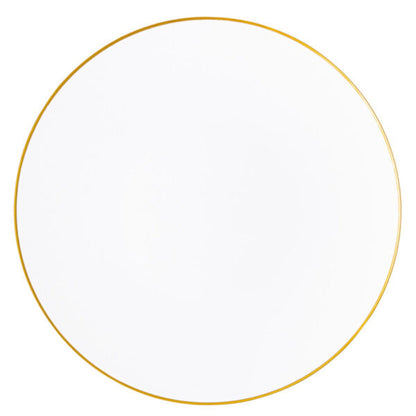 White / Gold Rim Hammered Plastic Charger