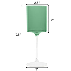 Two Tone 9 Oz Green/Clear Plastic Wine Goblets