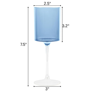 Two Tone 9 Oz Blue/Clear Plastic Wine Goblets