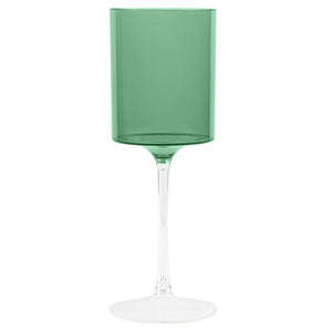 Two Tone 14 Oz Green /Clear Plastic Wine Goblets