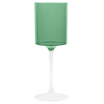 Two Tone 14 Oz Green /Clear Plastic Wine Goblets