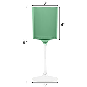 Two Tone 14 Oz Green /Clear Plastic Wine Goblets