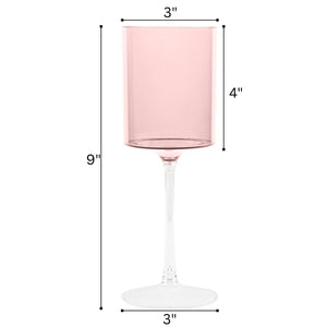 Two Tone 14 Oz Pink /Clear Plastic Wine Goblets