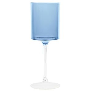 Two Tone 14 Oz Blue/Clear Plastic Wine Goblets