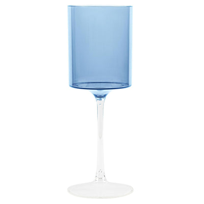Two Tone 14 Oz Blue/Clear Plastic Wine Goblets