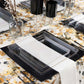 The Edge Collection 7.75" Clear with Gold Rim Square Plastic Plates