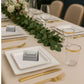 *BUY BULK* The Edge Collection Elegant Transparent White with Gold Rim Square Dinner Tableware COMBO Set